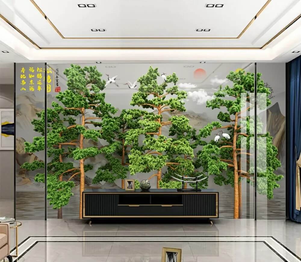 u62719pig1m - Група дерев з птахами, що літають над ними - tegory