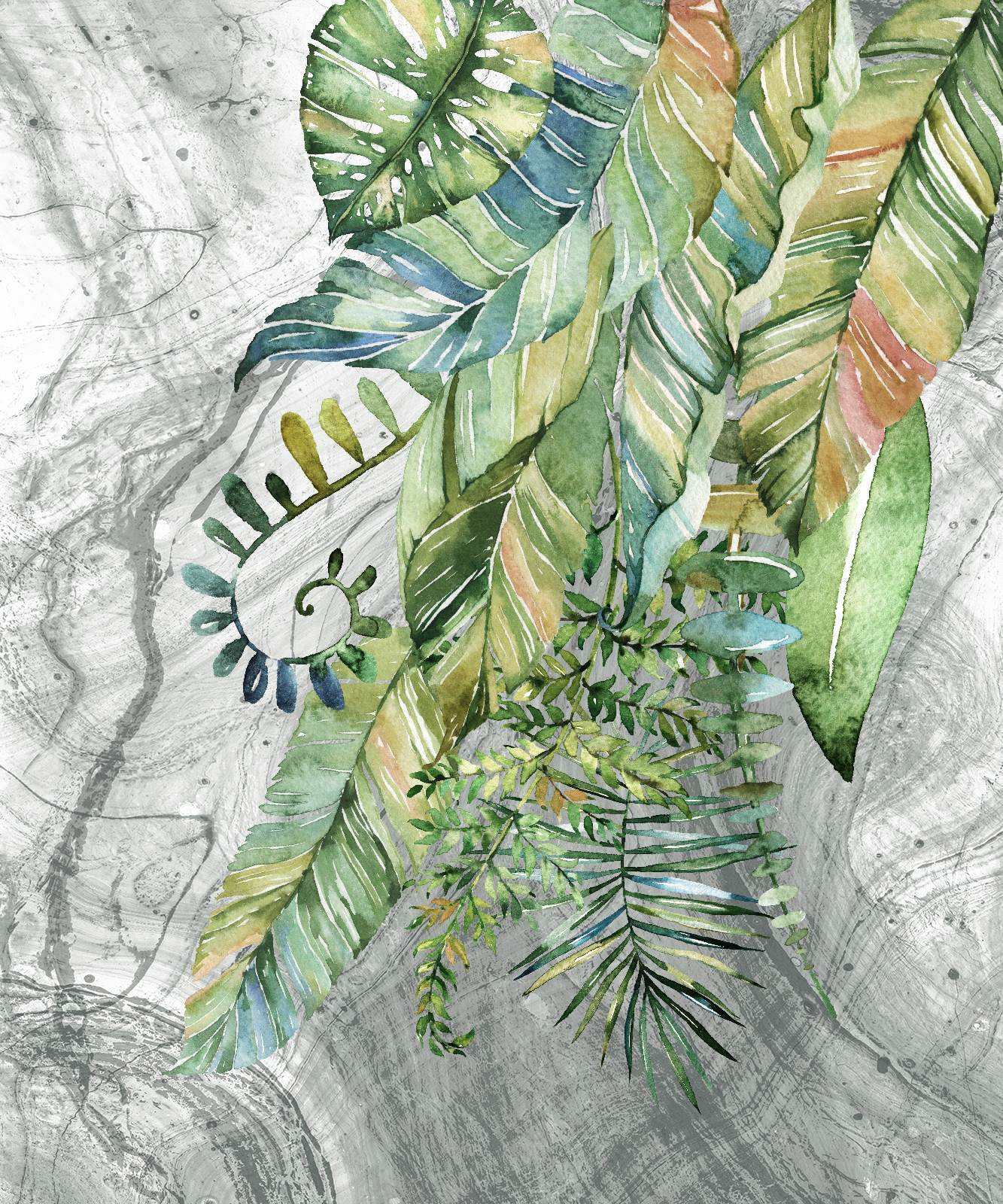 u59347p - Розпис листя на мармуровій поверхні - tegory