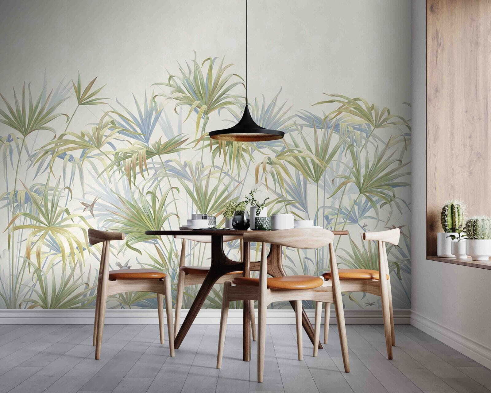 Lush greenery in soft pastel hues