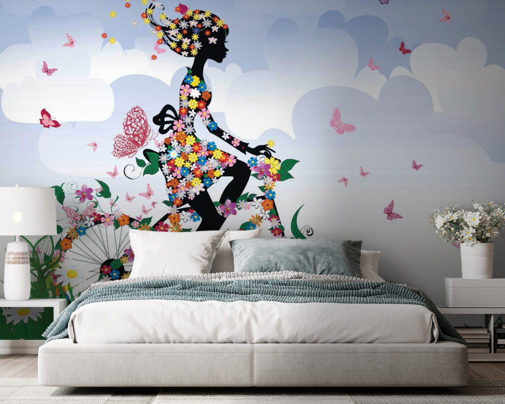 Wall murals Woman riding a bicycle with flowers u55195pib105 1024x819 - Wall murals Woman riding a bicycle with flowers - tegory