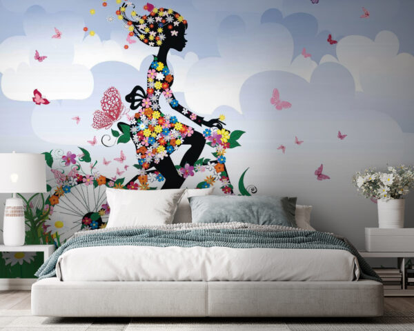 Wall murals Woman riding a bicycle with flowers u55195pib105 600x480 - Wall murals Woman riding a bicycle with flowers - tegory