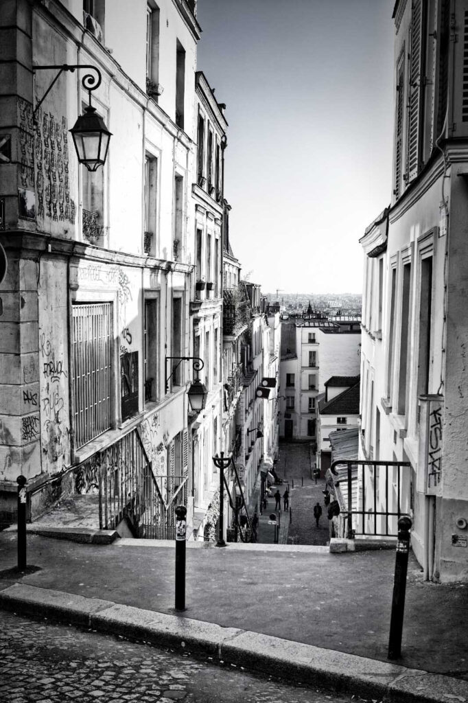 Wall murals Street with buildings and a street light Wall murals Street with buildings and a street light