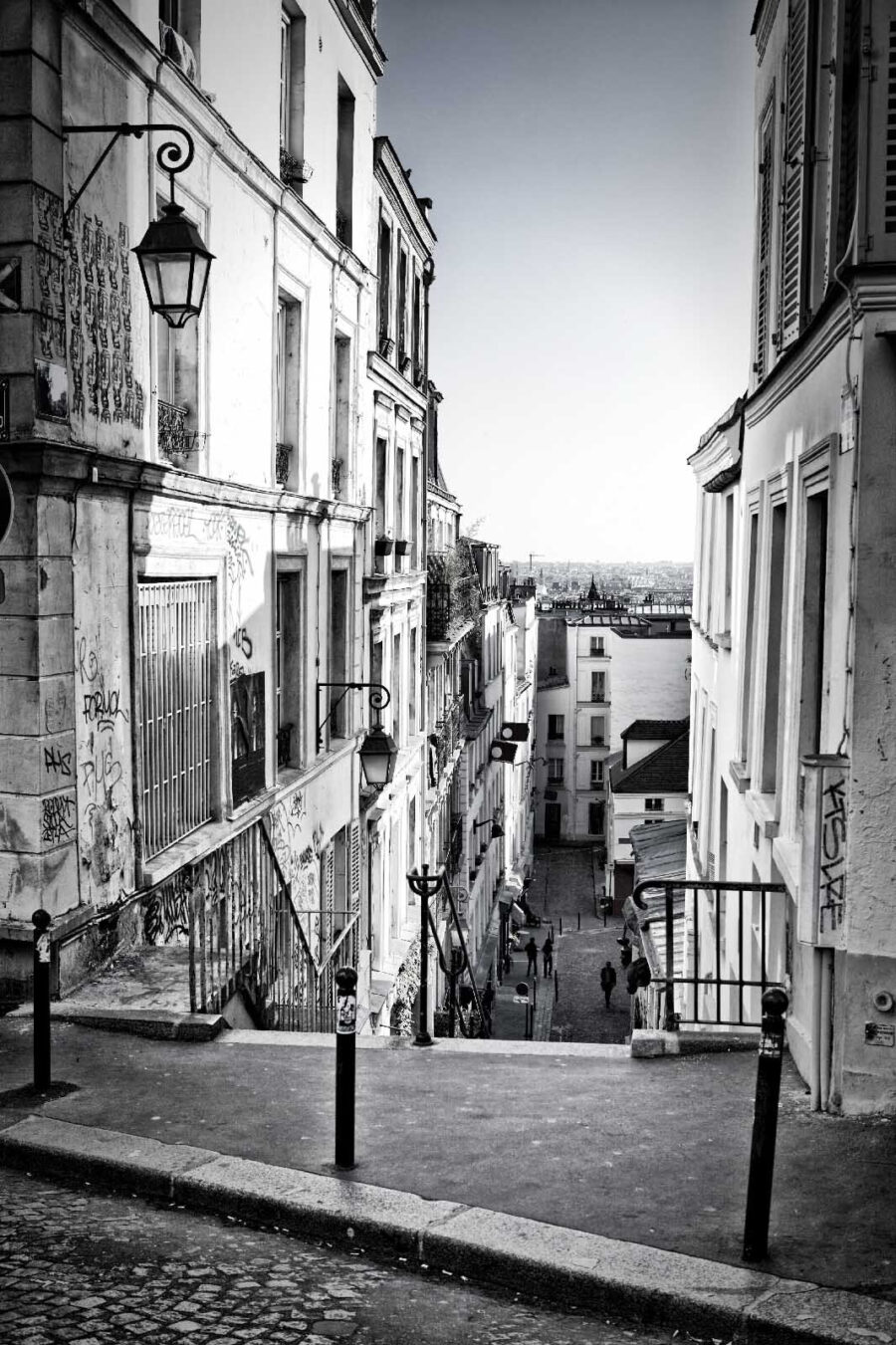 Wall murals Street with buildings and a street light Wall murals Street with buildings and a street light