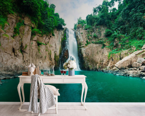 Wall murals Waterfall in a rocky area Wall murals Waterfall in a rocky area