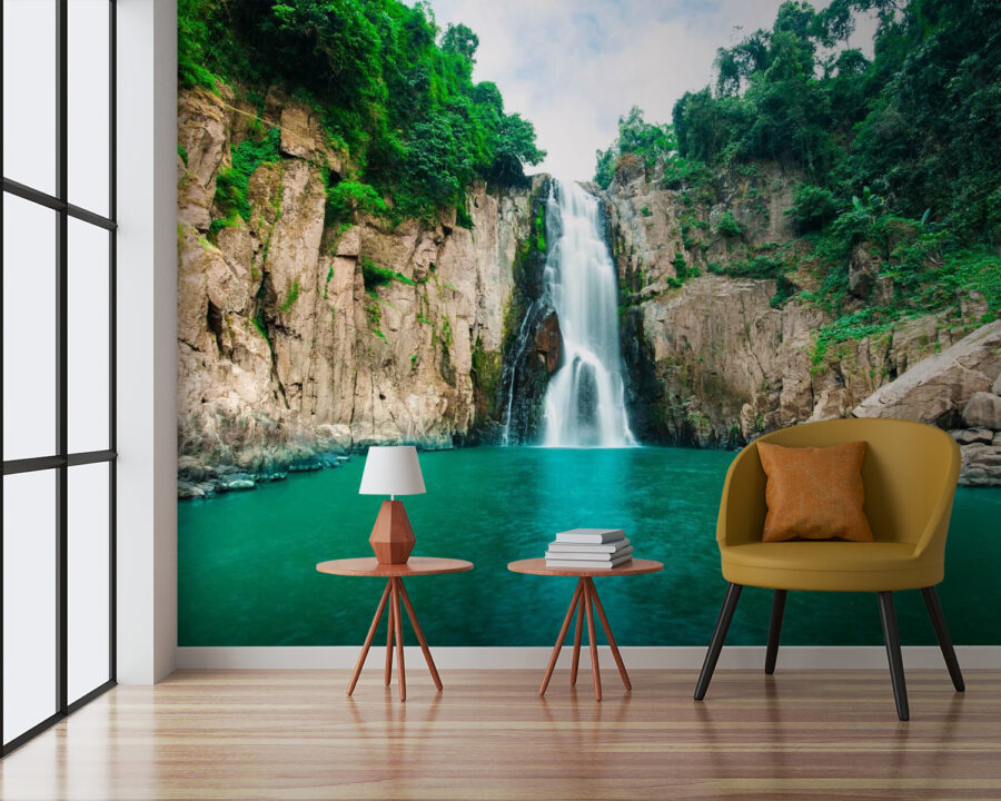 Wall murals Waterfall in a rocky area Wall murals Waterfall in a rocky area