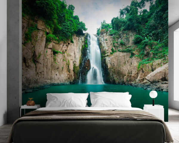 Wall murals Waterfall in a rocky area Wall murals Waterfall in a rocky area