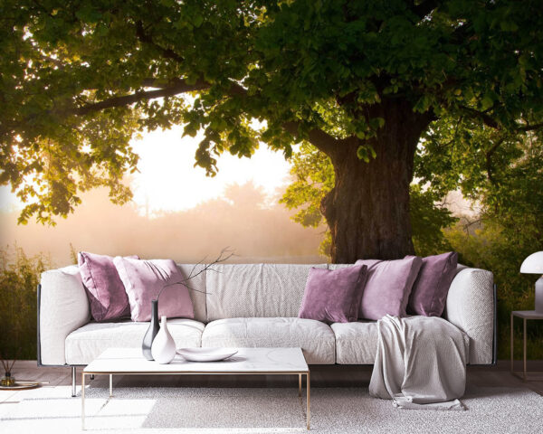 Фотошпалери Дерево з туманною річкою