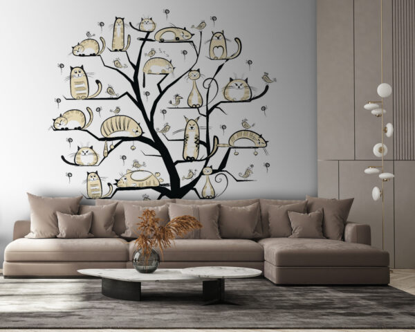 Wall murals Tree with cats on it Wall murals Tree with cats on it