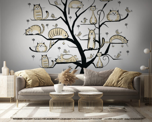 Wall murals Tree with cats on it Wall murals Tree with cats on it