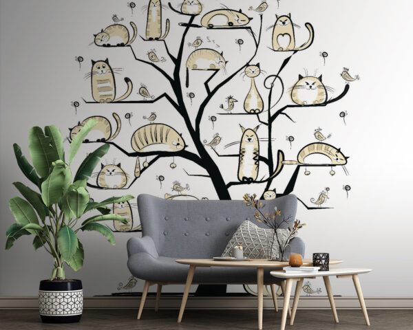 Wall murals Tree with cats on it Wall murals Tree with cats on it