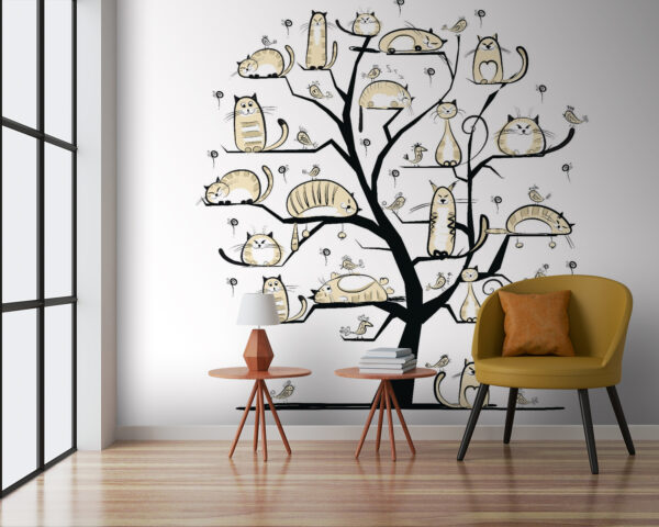 Wall murals Tree with cats on it Wall murals Tree with cats on it