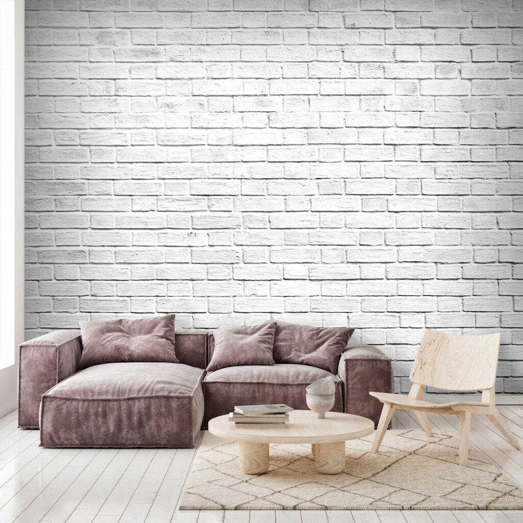 White brick wall with many small bricks