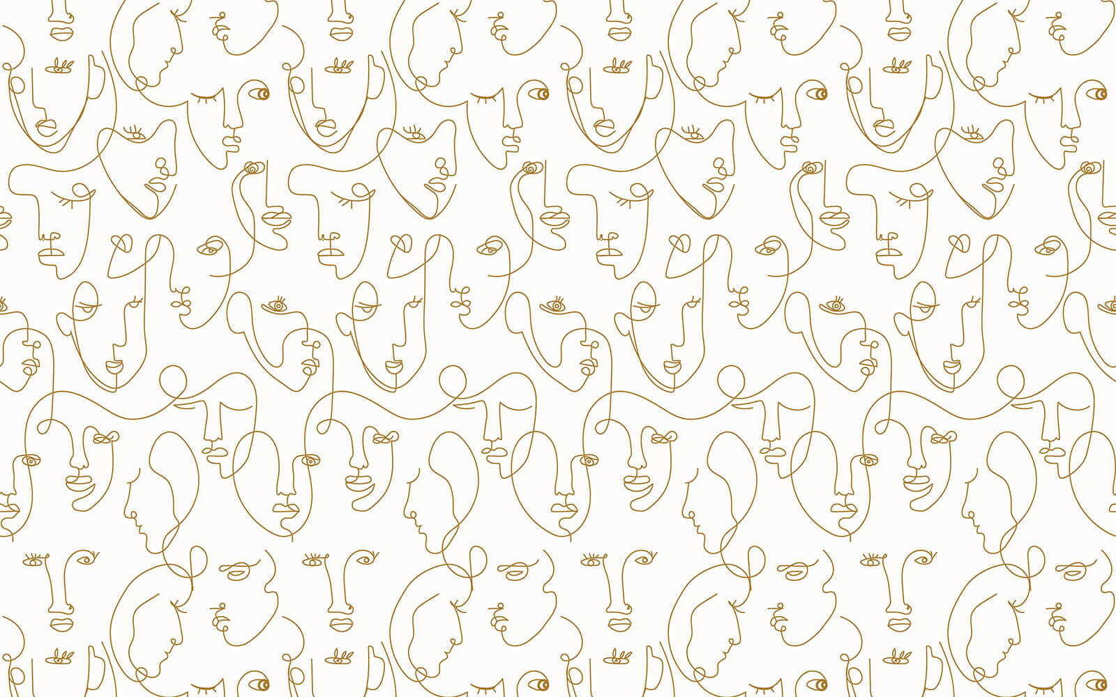 Pattern of faces drawn with thin lines