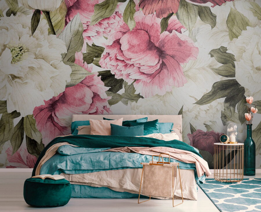 Wall murals Pattern of pink and white flowers u53064pib1 900x732 - Wall murals Pattern of pink and white flowers - tegory