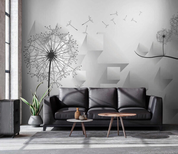 Wall murals Dandelion flowers and a white background Wall murals Dandelion flowers and a white background