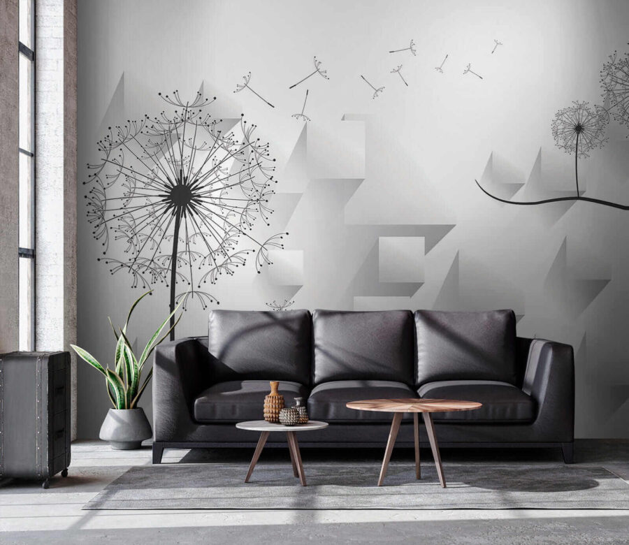 Фотошпалери Wall murals Dandelion flowers and a white background - Зображення 2