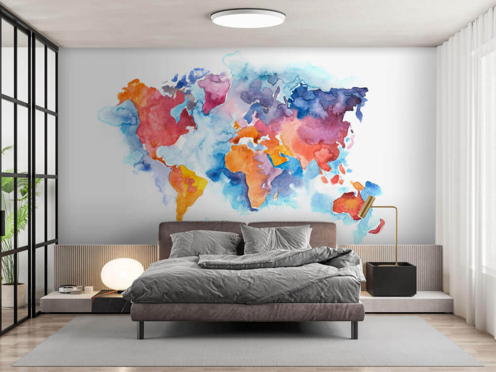 Watercolor map of the world