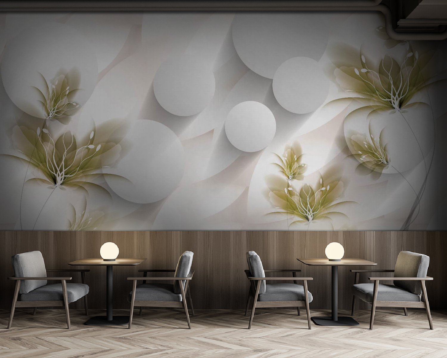 u49957piz137m - Біло-зелений квітковий дизайн - tegory