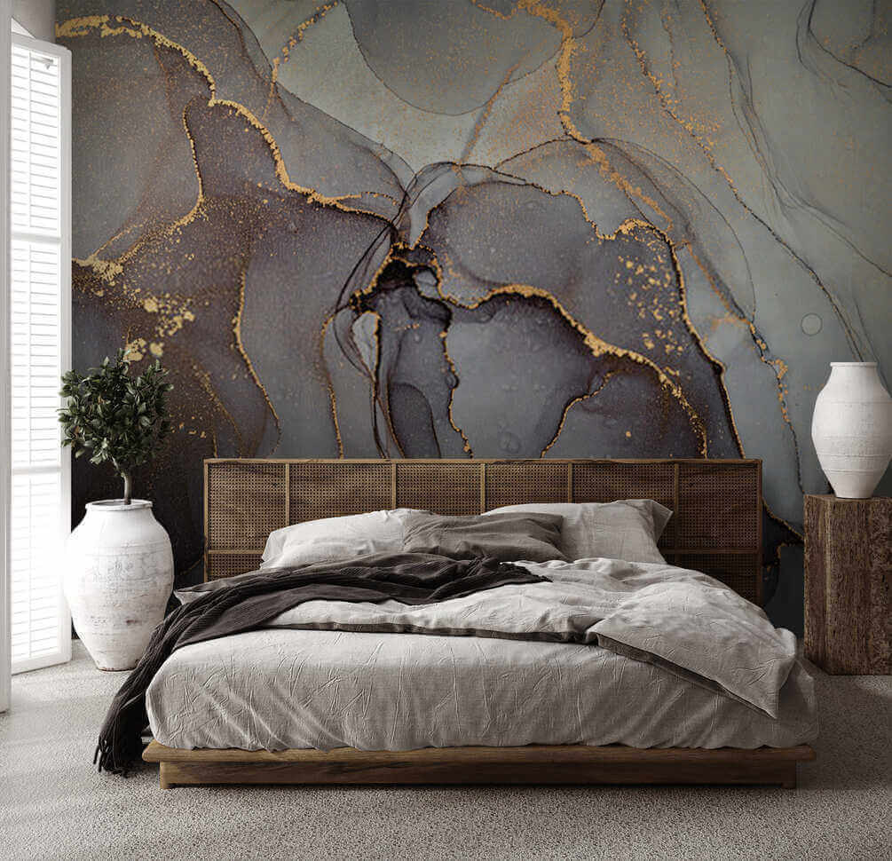 Shimmering veins in a stone canvas