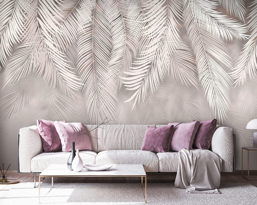 White feathered leaves