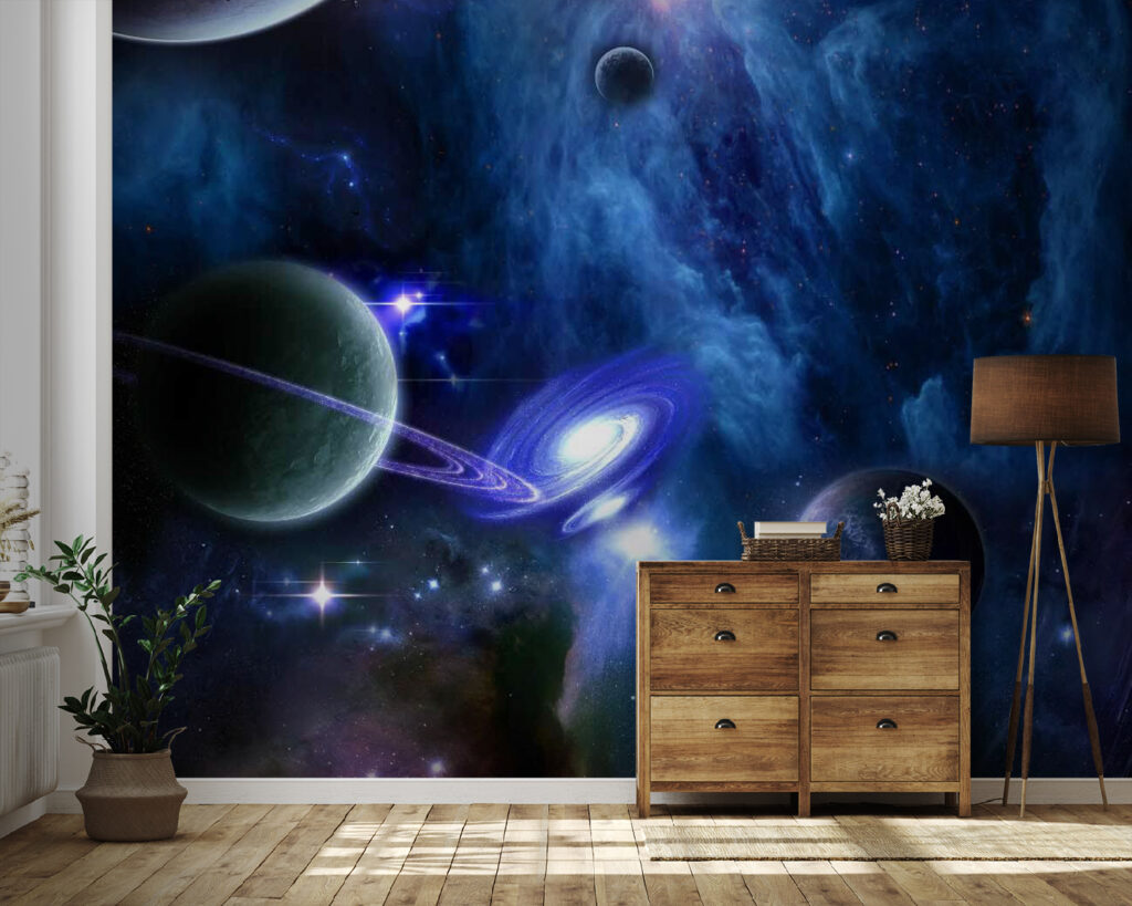 Planets in space with planets and stars Planets in space with planets and stars