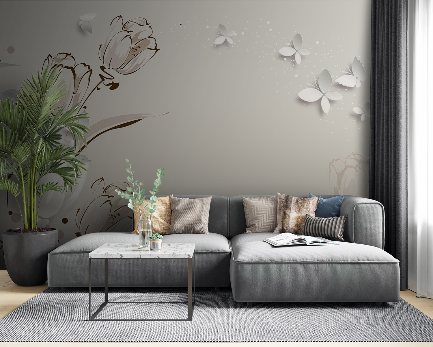 u42642pig53m - Білі тюльпани та метелики - tegory