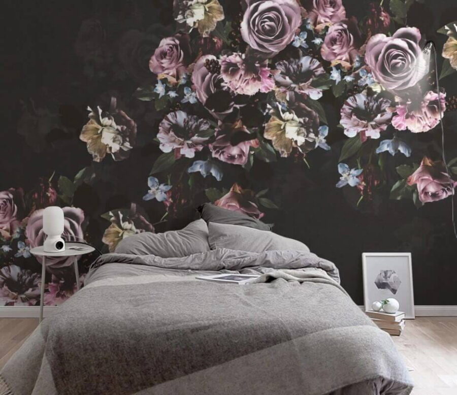 Wall murals Group of flowers on a black background u42513pib1m 900x778 - Wall murals Group of flowers on a black background - tegory