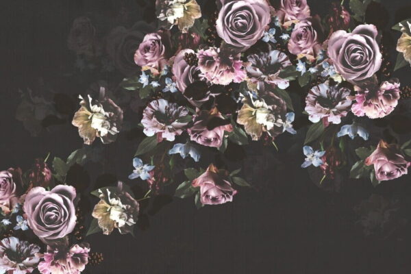 Wall murals Group of flowers on a black background u42513p 600x400 - Wall murals Group of flowers on a black background - tegory