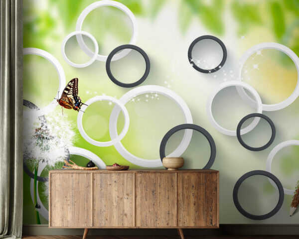 Фотошпалери Фотошпалери Wall murals Butterfly on a dandelion flower (Артикул: u42442)
