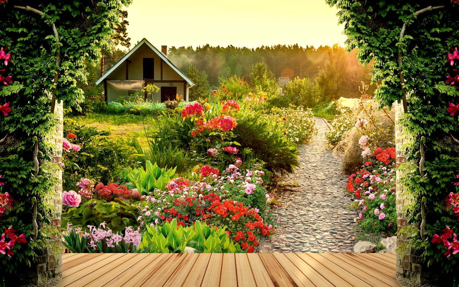 u42243p - Сад з квітами та будинок - tegory