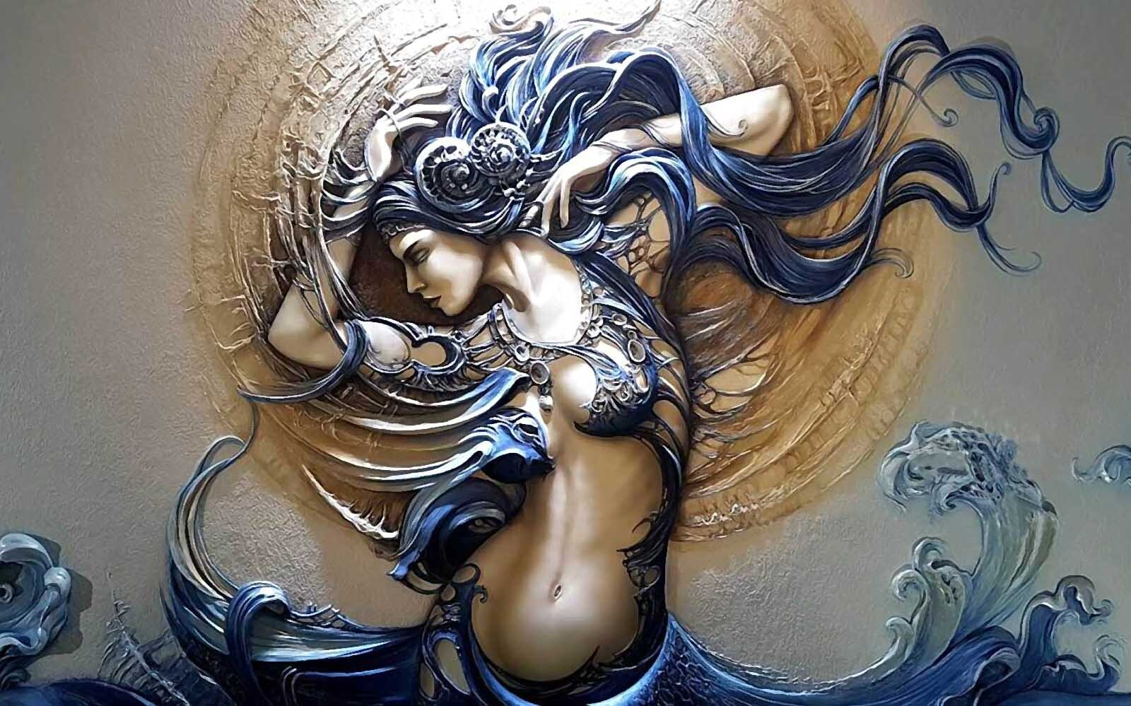 Painting of a woman with long hair