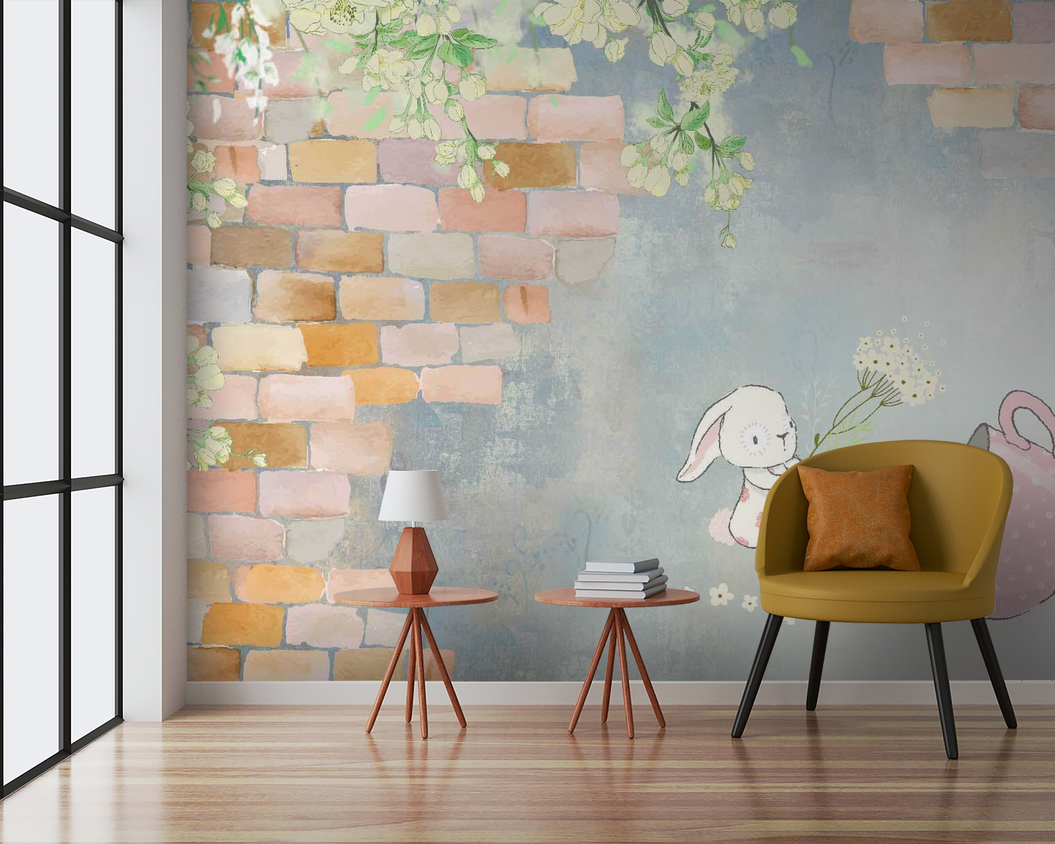 Мультяшний кролик і будинок з квітами u38904pig3m - Мультяшний кролик і будинок з квітами - tegory