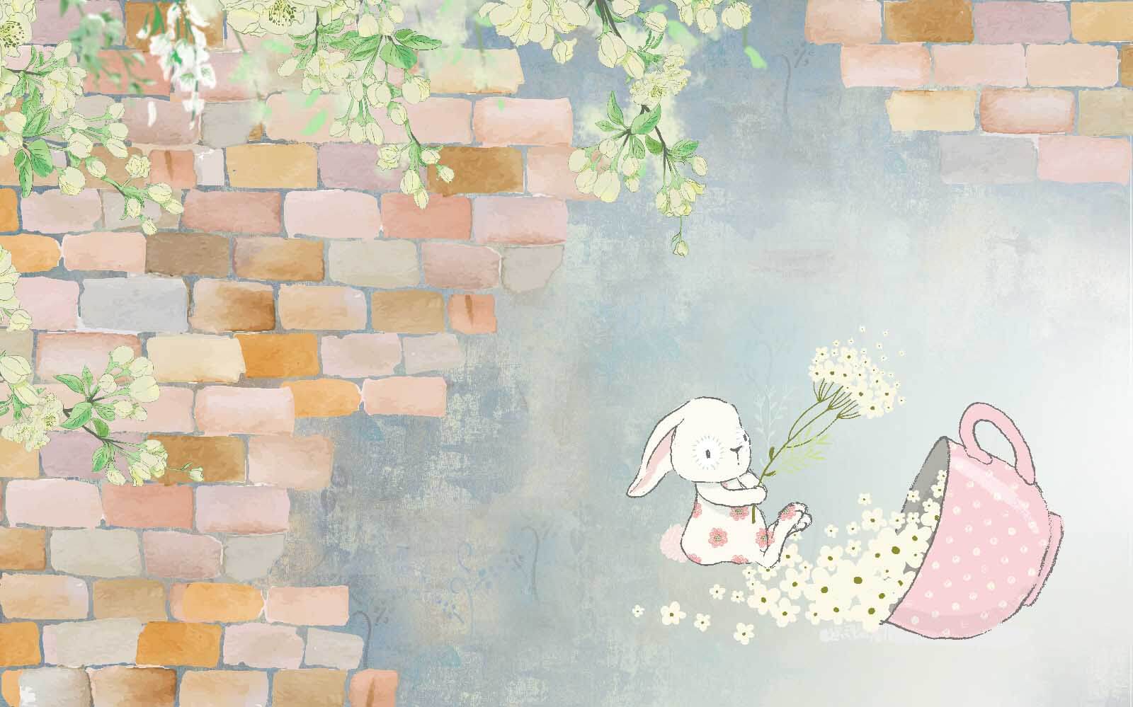 Мультяшний кролик і будинок з квітами u38904p - Мультяшний кролик і будинок з квітами - tegory