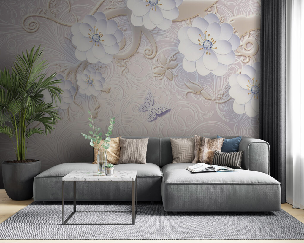 u38554pig53 1024x819 - Шпалери з білими квітами та метеликами - tegory