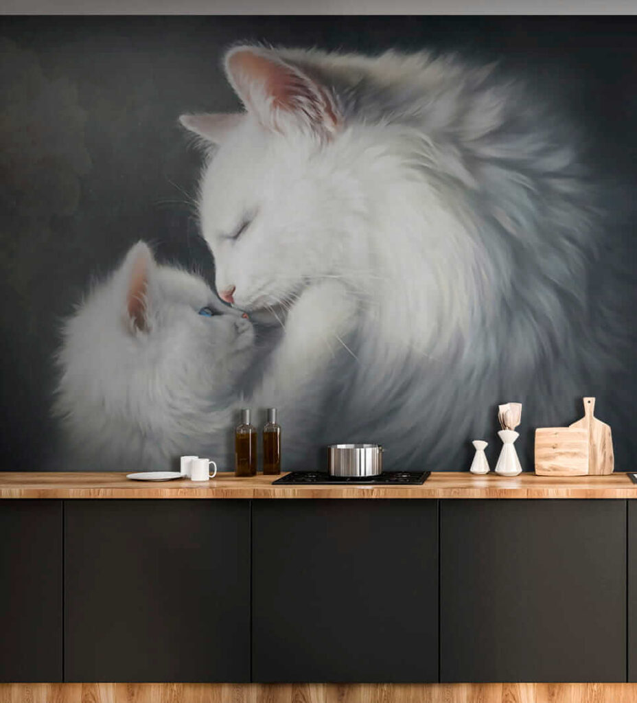 Cat and kitten kissing