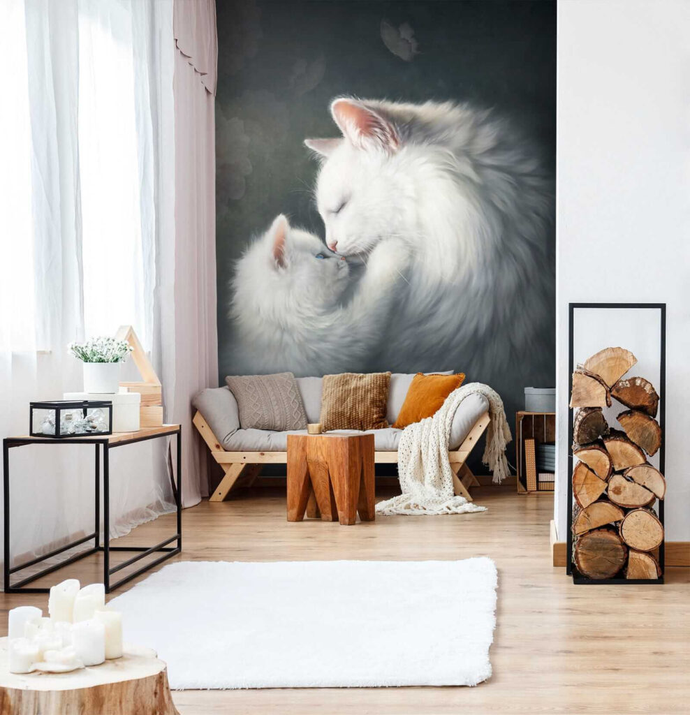 Cat and kitten kissing