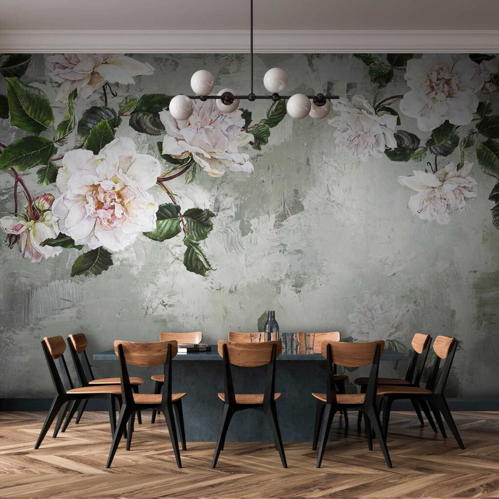 Painting of flowers on a wall