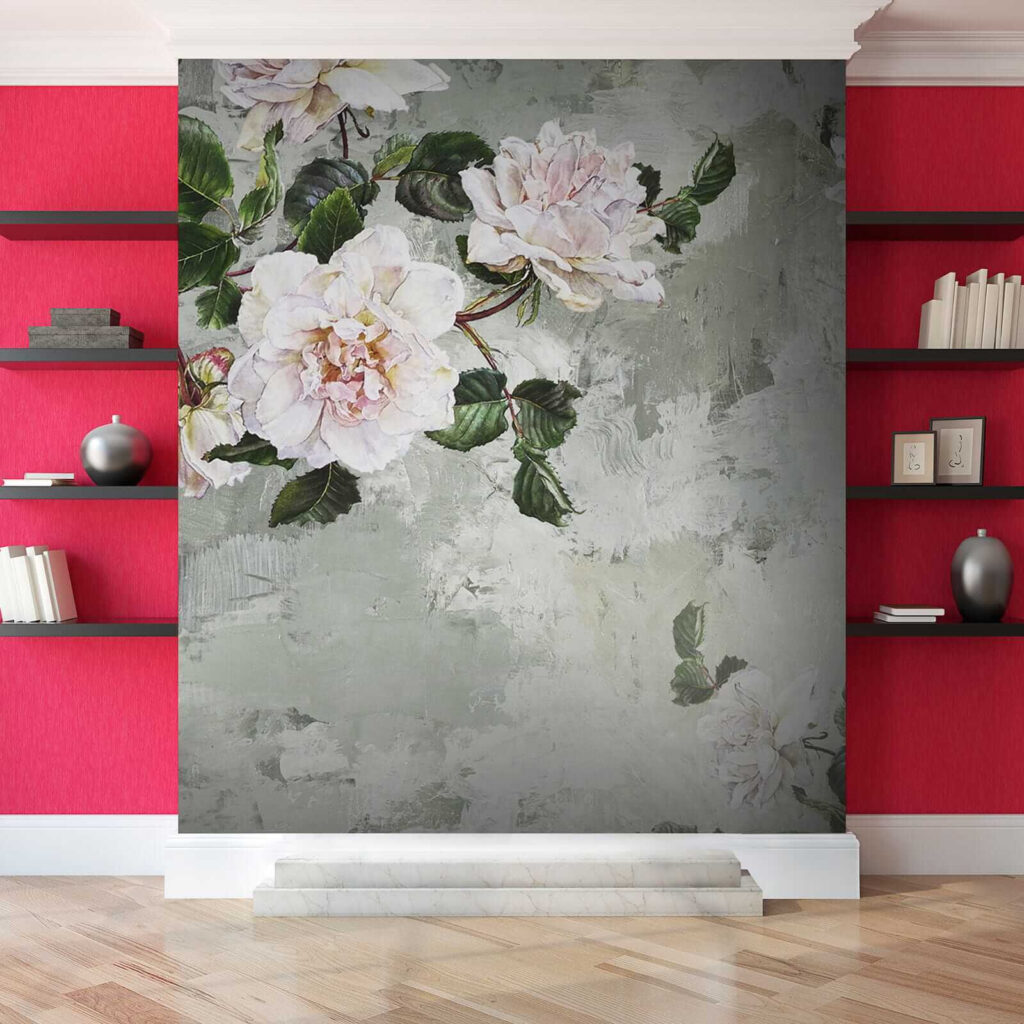 Painting of flowers on a wall