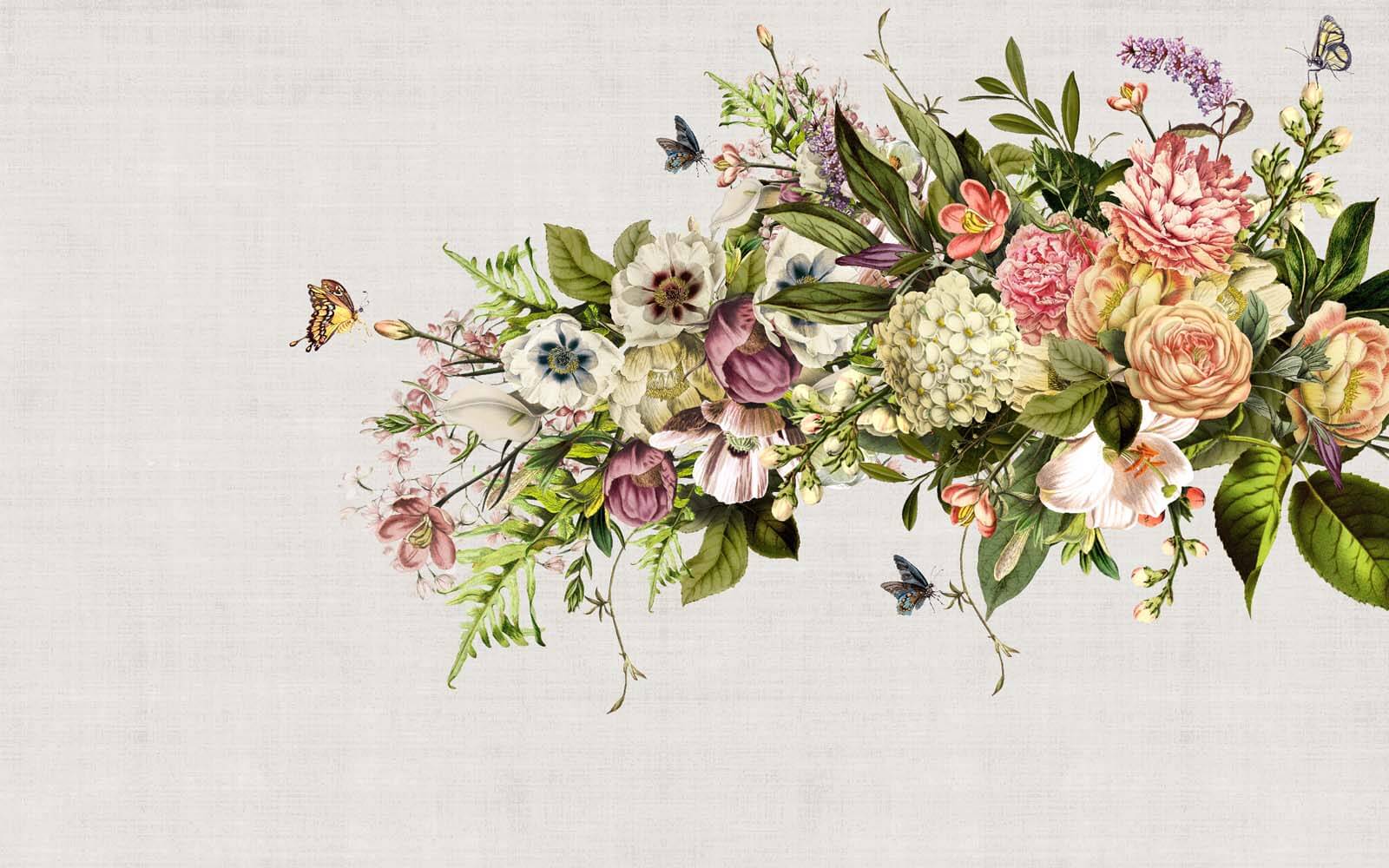 u34636p - Метелик літає над букетом квітів - tegory