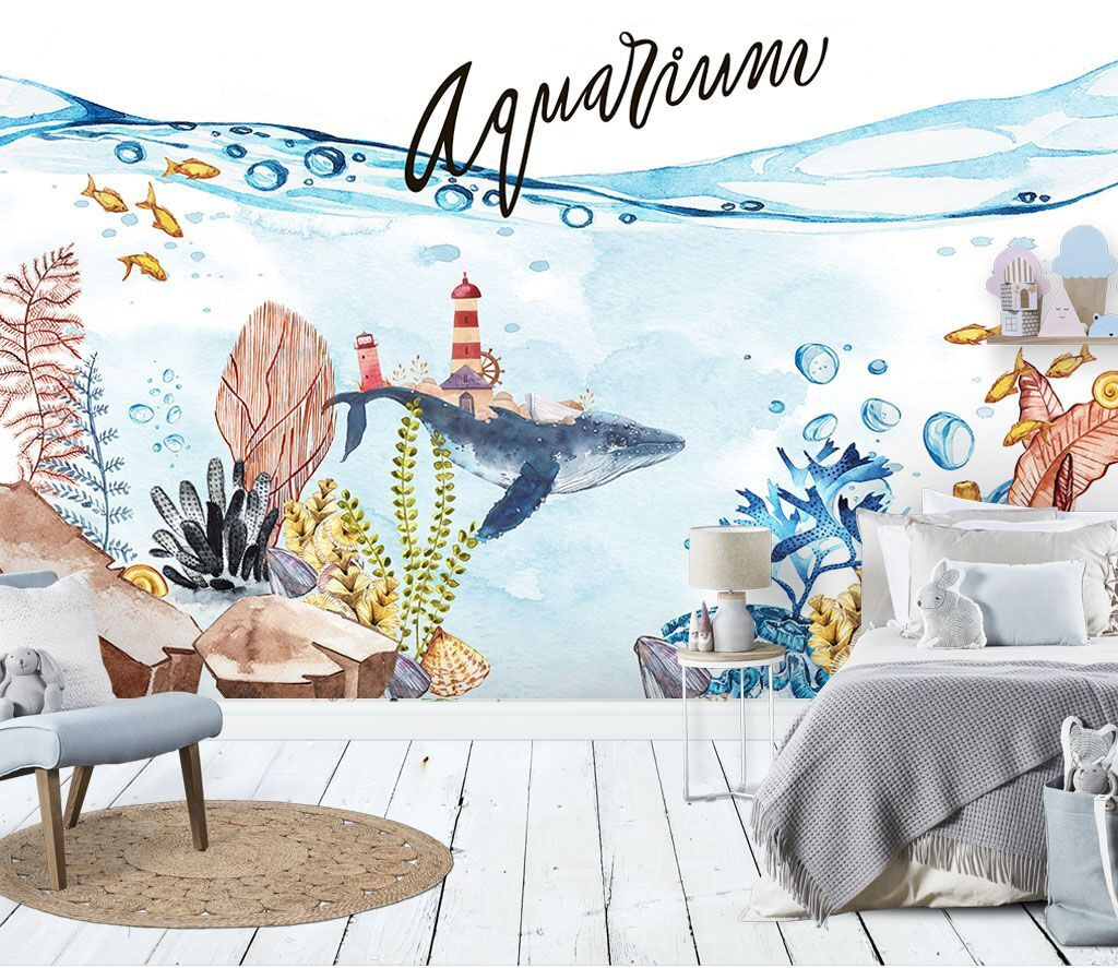 Акварель кита і маяка u34420pir1m - Акварель кита і маяка - tegory