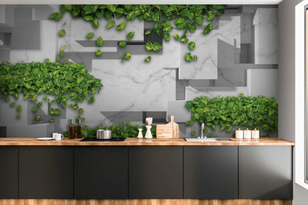 Wall with green leaves Wall with green leaves