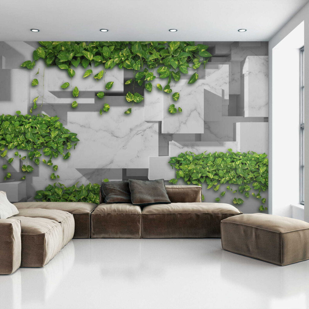 Wall with green leaves Wall with green leaves