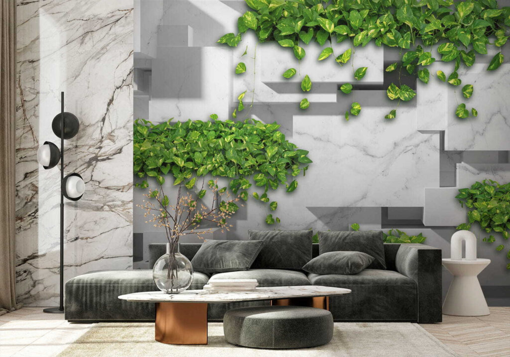 Wall with green leaves Wall with green leaves