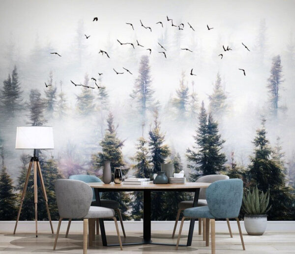 Birds flying in the sky over trees Birds flying in the sky over trees