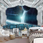 Фотошпалери Кімната з ширмами та видом на землю з вікна