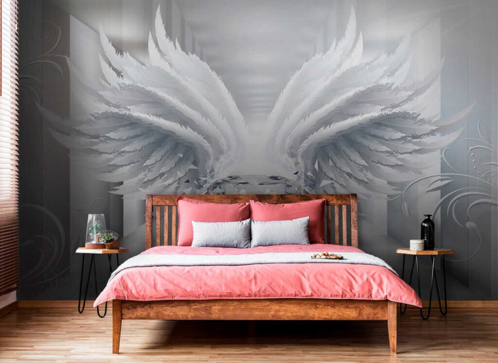 Diamond with wings in a room