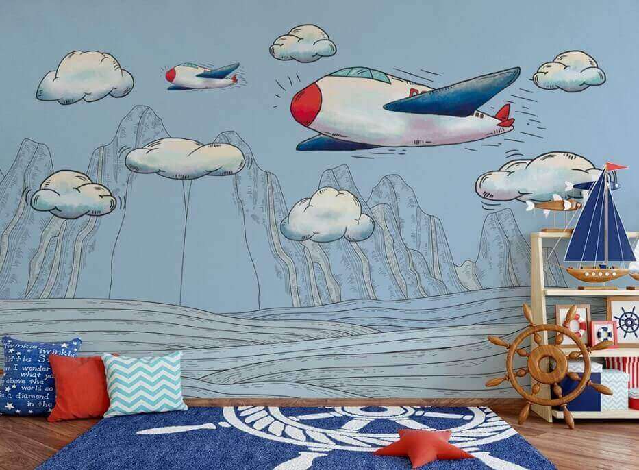 u28105pir1m - Карикатура на літаки, що летять над горами - tegory