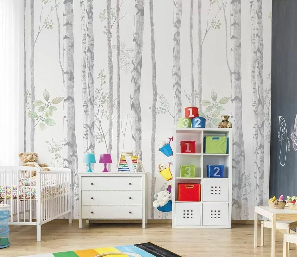 Wallpaper with trees and leaves