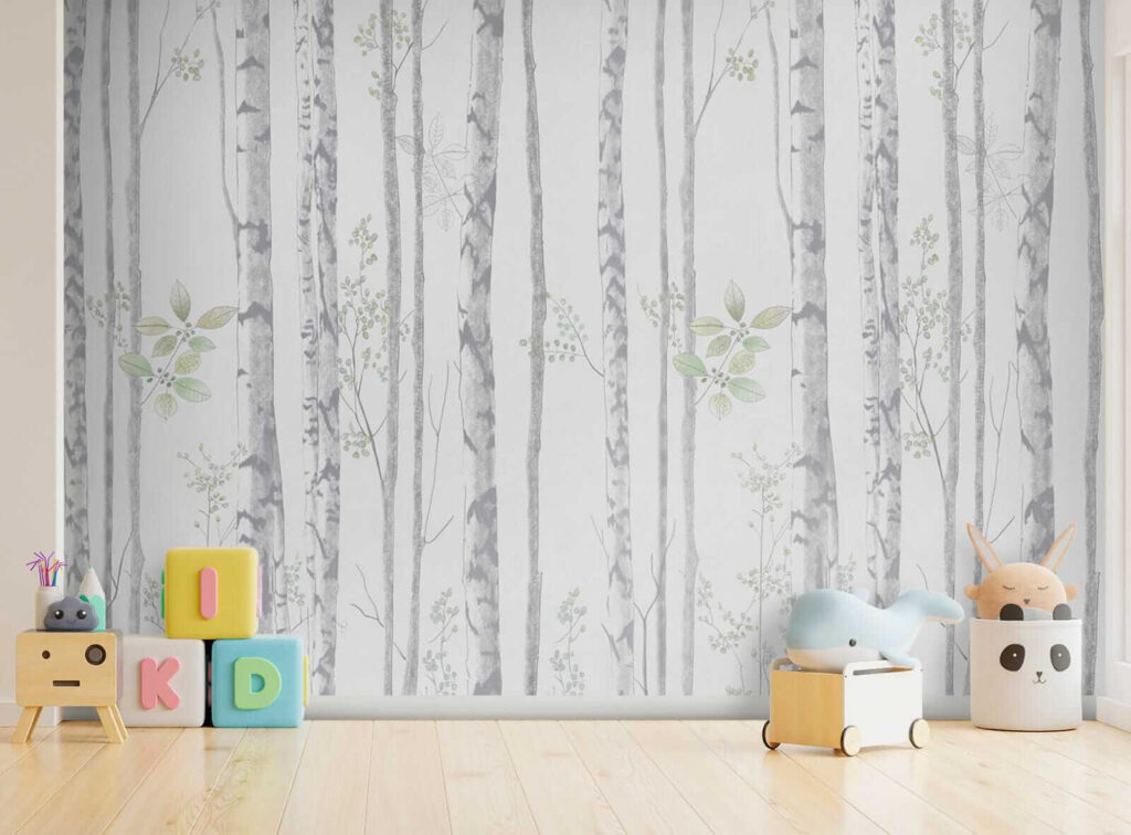 Wallpaper with trees and leaves