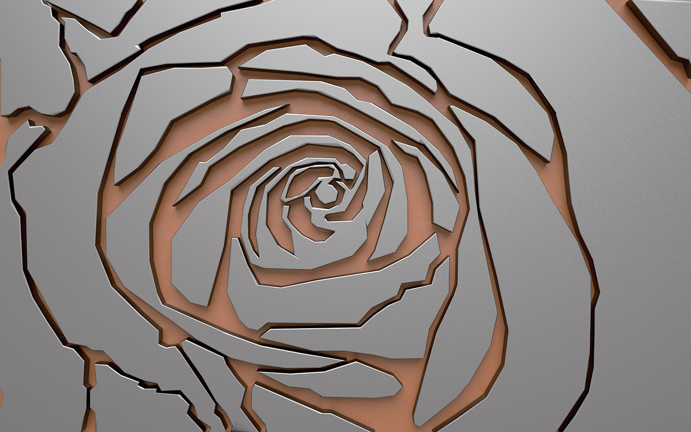 Abstract rose design in metallic texture